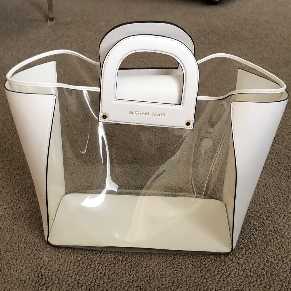 MICHAEL KORS CLEAR LEATHER CLARA TOTE